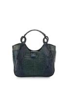 Ombre Small Dipped Crocodile Tote Bag, Light Green/blue