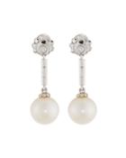 14k Diamond & Freshwater Pearl Drop Earrings