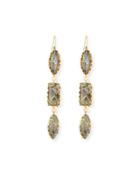14k Lumos Triple-drop Moonstone/onyx Earrings