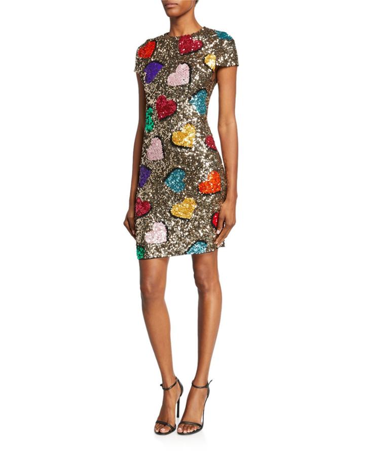 Nat Heart Sequin Cap-sleeve