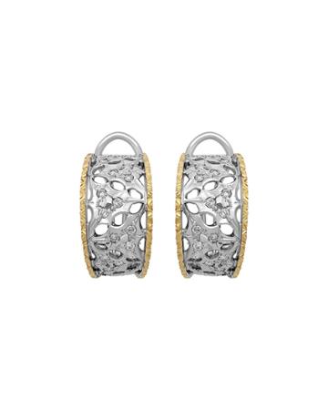 Estate Rossetti 18k Two-tone Diamond Huggie Hoop Earrings