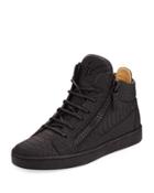 Python-embossed Leather High-top