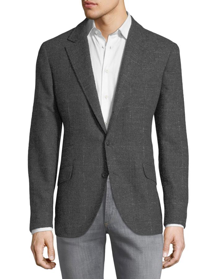 Men's Windowpane Wool/alpaca Jacket