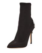 Meg Satin Booties With Embellished Heel