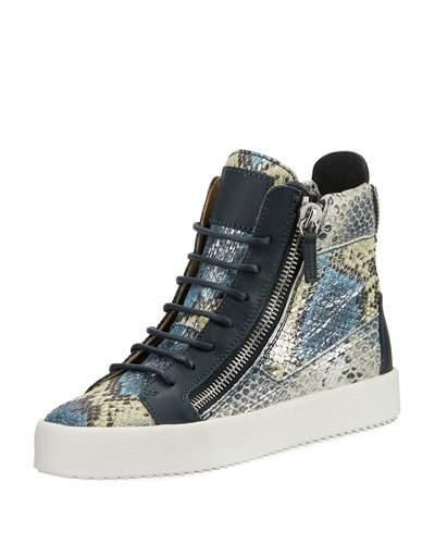 Snake-print High-top Zip