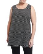 Sleeveless Striped Tunic, Black,