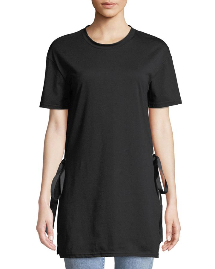 Crewneck Long Tee W/ Bow-tie