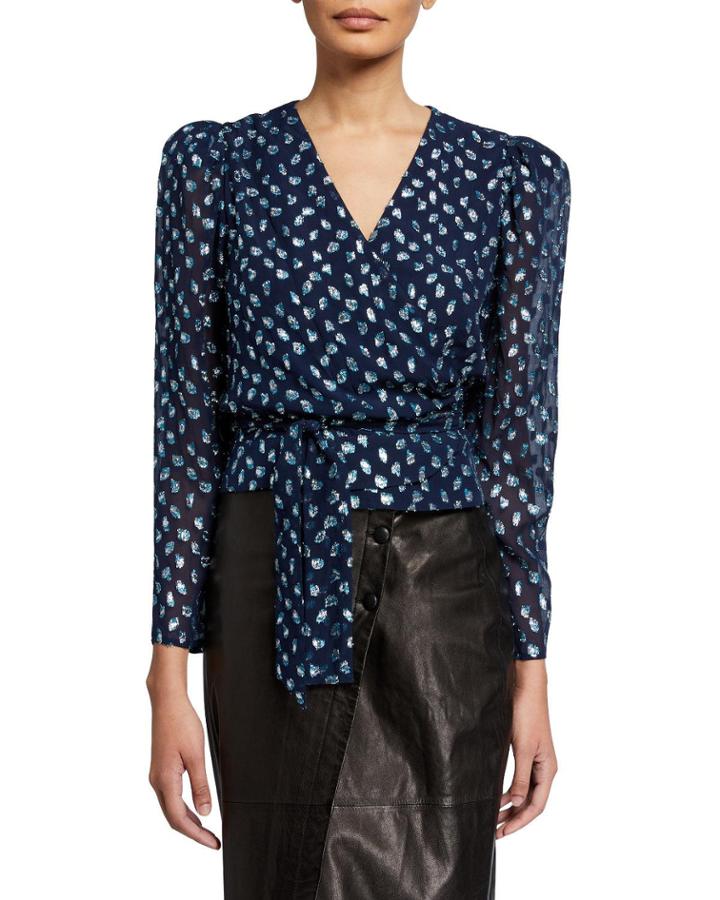 Erica Metallic Wrap Top
