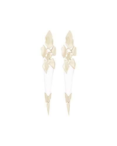 Golden Fractured Spear Clip Drop Earrings