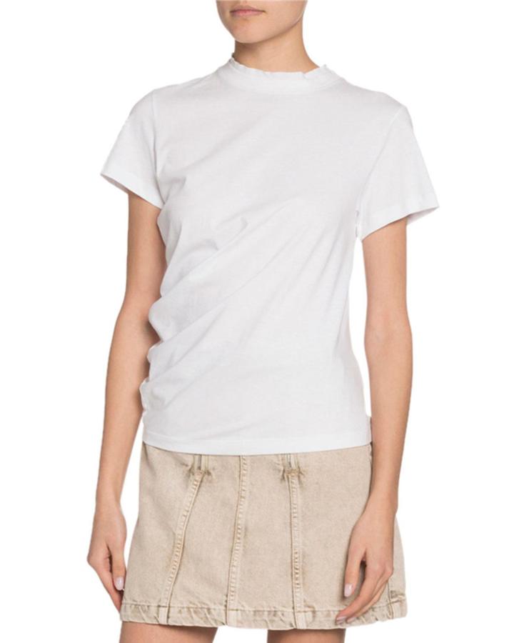 Crewneck Short-sleeve Twisted Jersey Cotton Tee