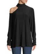 Mock-neck Jersey Top With Cutout