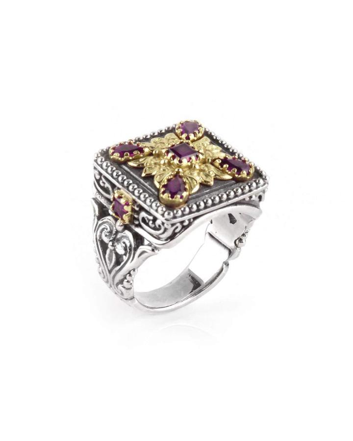 Artemis Square Rhodolite Ring,