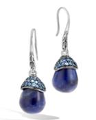 Classic Chain Celestial Orb Sodalite & Blue Sapphire Drop Earrings