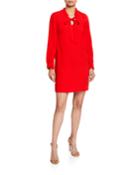 Moss Crepe Ruffled Collared Dress