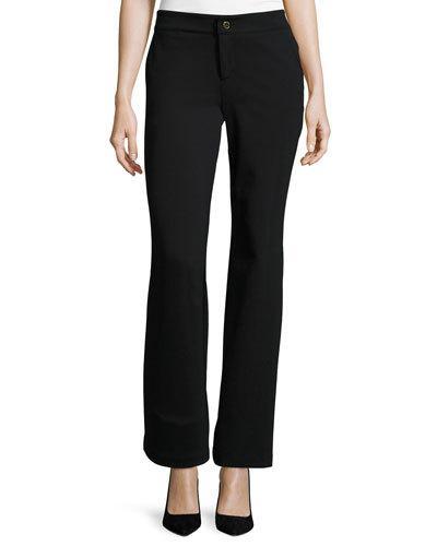 Mid-rise Flare-leg Ponte Pants, Black