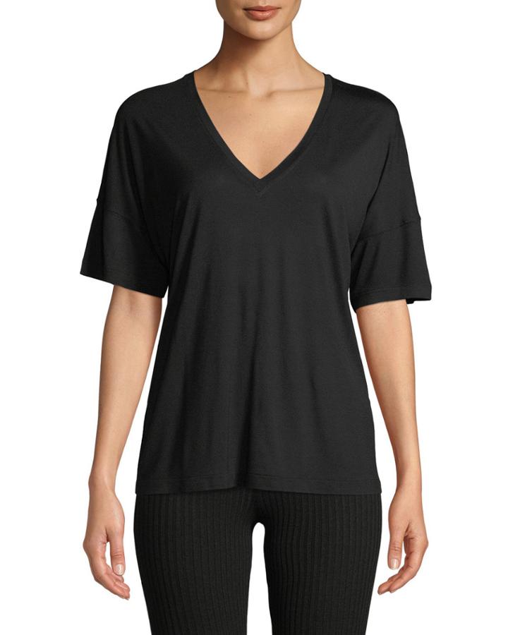 Short-sleeve Drop-shoulder V-neck Tee