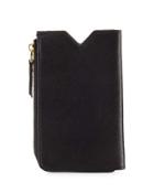 Saffiano Leather Zip-around Phone Wallet, Black