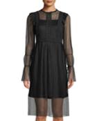 Pleated-lace Peasant Dress