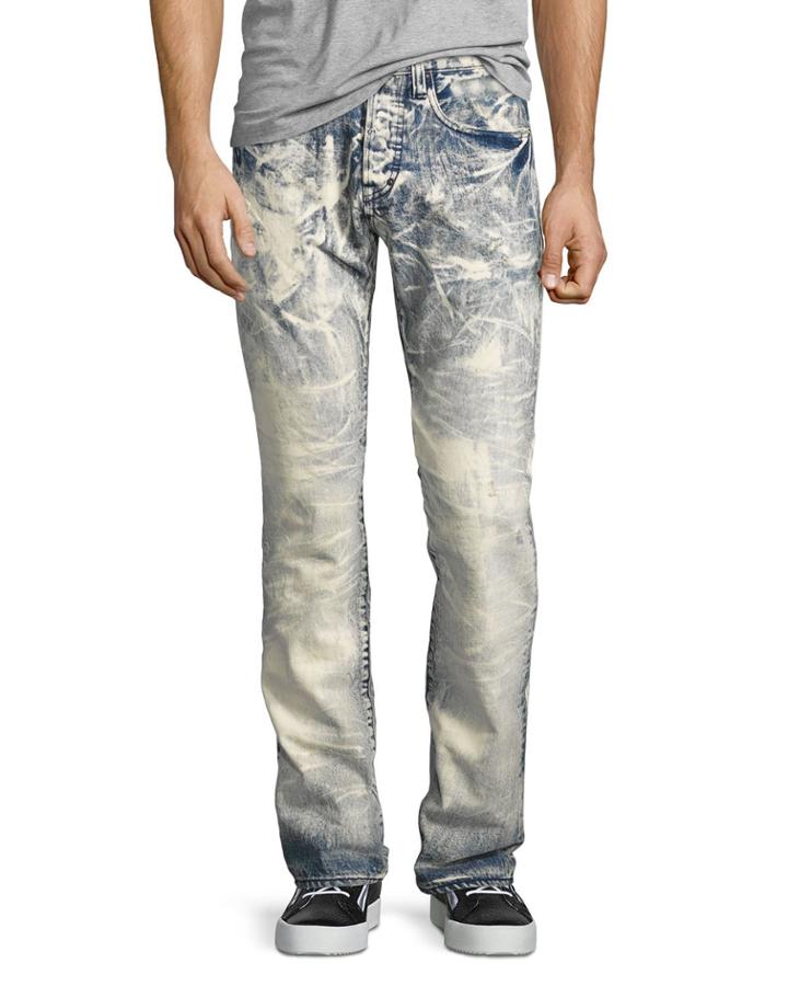 Demon Drainage Acid Bleached Slim-straight Jeans, Indigo