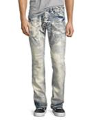 Demon Drainage Acid Bleached Slim-straight Jeans, Indigo