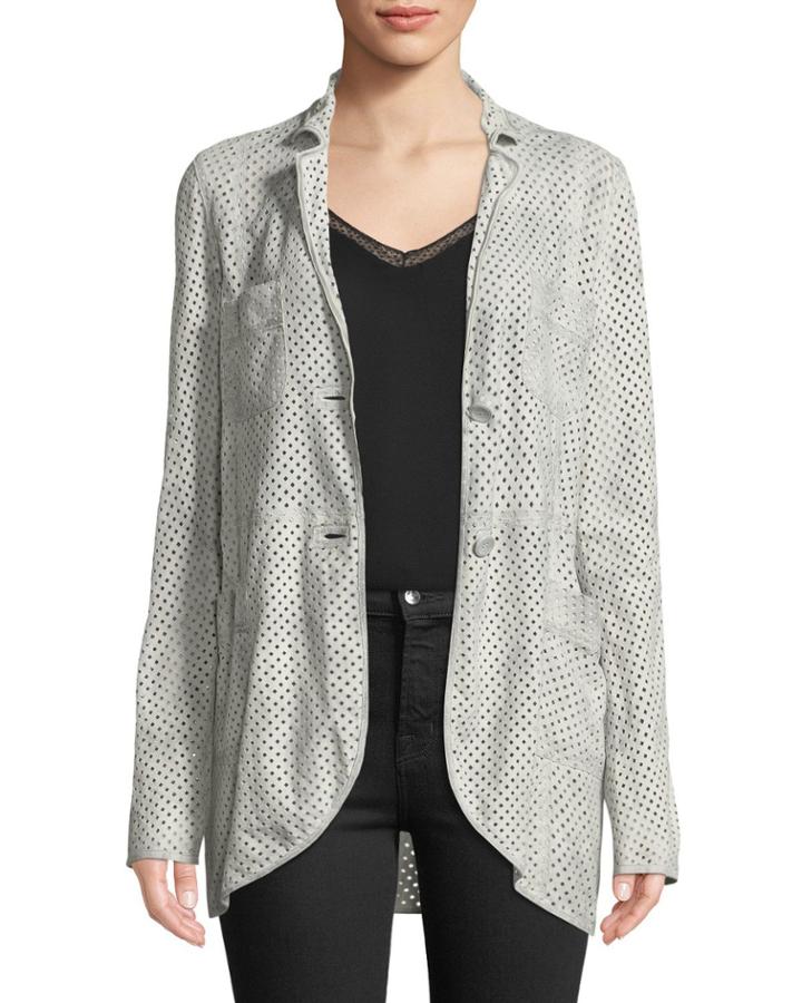Diamond-perforated Goat-suede Jacket