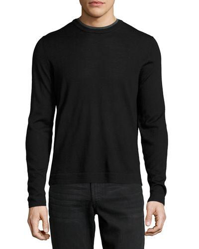 Double-collar Crewneck Long-sleeve Pullover