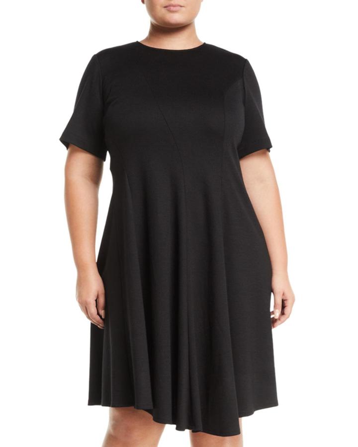 Aveena Short-sleeve Wool Fit-&-flare Dress,