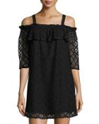 Geometric-lace Off-the-shoulder Cocktail Dress