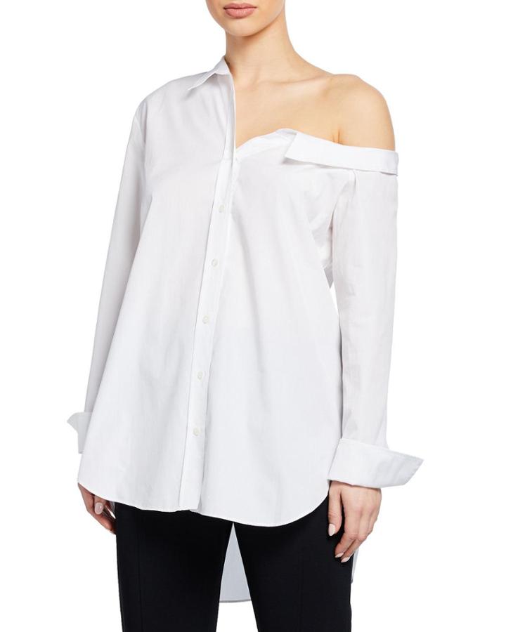 Wesley Button-down Off-the-shoulder Cotton