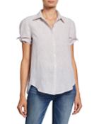 Stripe Linen Button-front