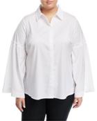 Poplin Bell-sleeve Blouse,