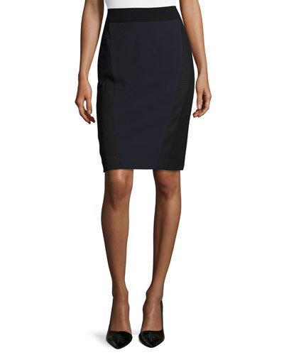 Jody Colorblock Pencil Skirt, Navy/black