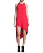 Hamlin Asymmetric High-low Sleeveless Dress, Red