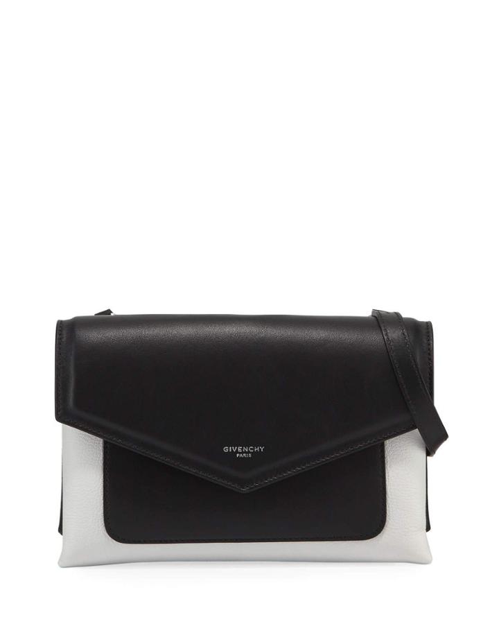 Duetto Leather Crossbody Bag, Black/white
