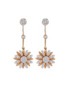 18k Pink Gold Linear Diamond Flower Earrings
