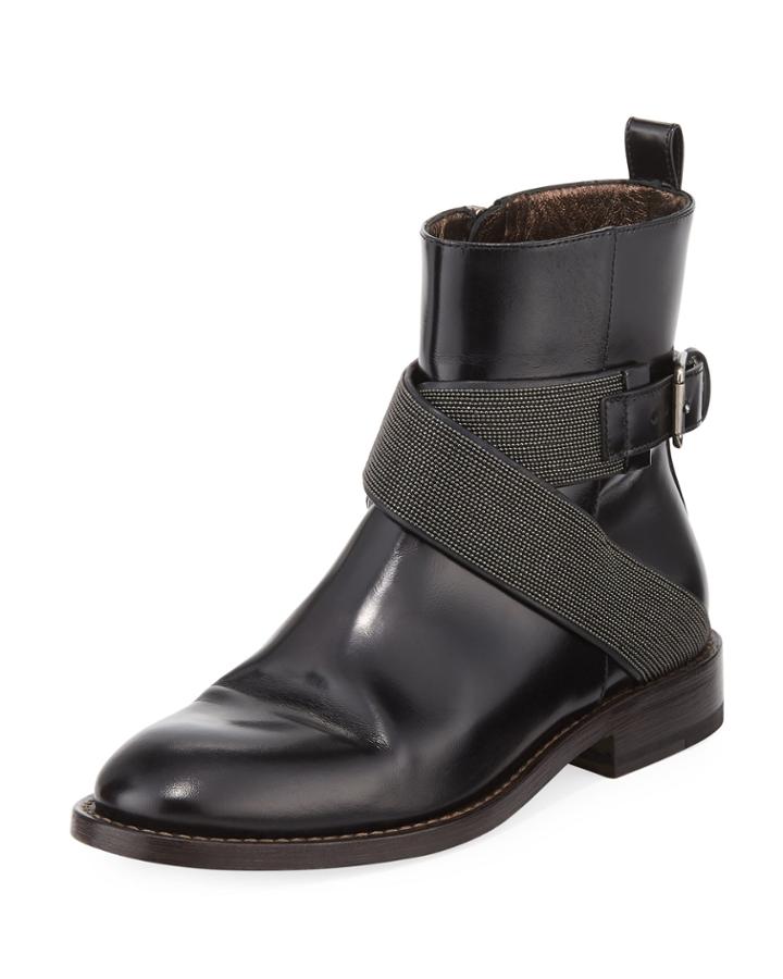 Leather Moto Booties With