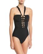 Wendy Lace-up Front Solid One-piece
