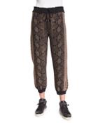 Drawstring-waist Jogger Pants, Brown/multi