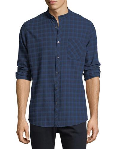 Plaid Tab-collar Button-front