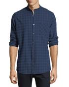 Plaid Tab-collar Button-front
