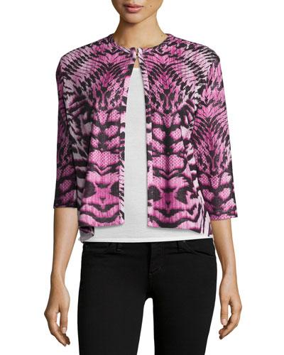 Tigress-print Knit Cardigan, Pink