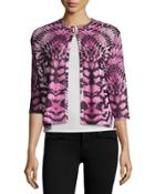 Tigress-print Knit Cardigan, Pink