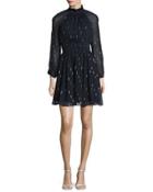 Metallic Chiffon Smocked-waist Dress