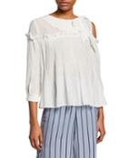 Asymmetric Pleated Peasant Top With Bow Detail