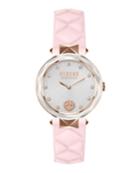 36mm Covent Garden Crystal Watch W/ Leather Strap, Rose/pink