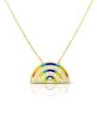 Enamel & Cubic Zirconia Rainbow Pendant Necklace,