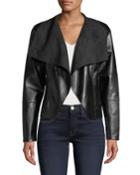 Faux-leather Open Front Jacket