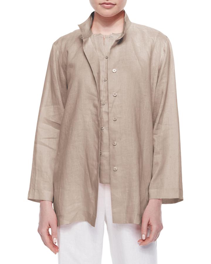 Linen Button-front Jacket