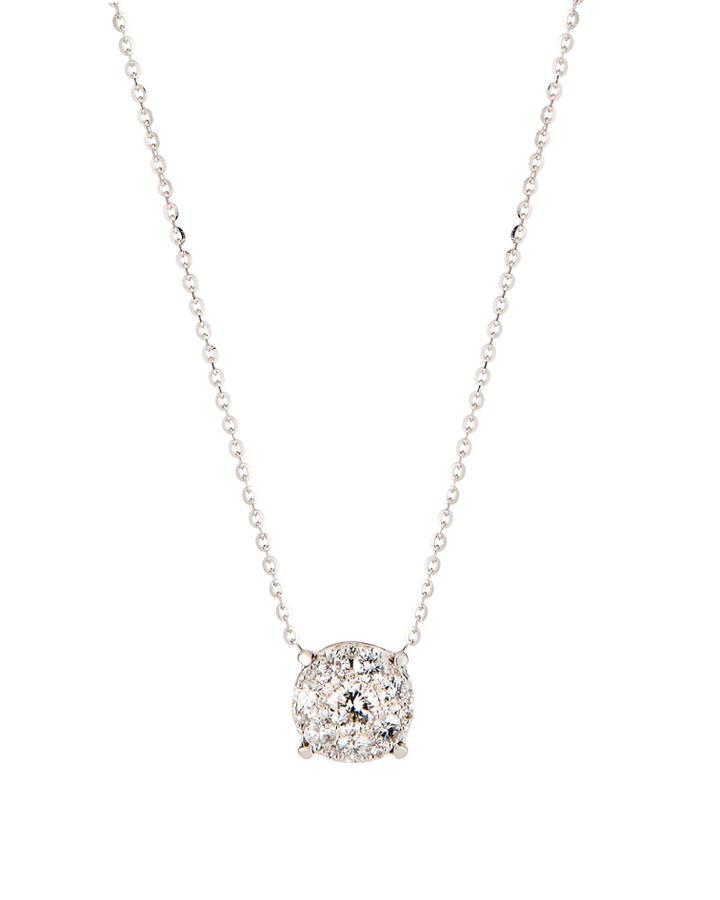 14k White Gold Multi-diamond Pendant Necklace,