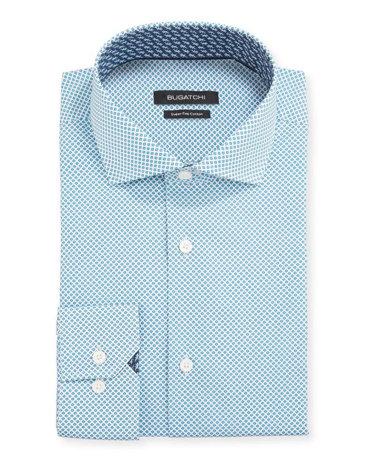 Men's Patterned Dress Shirt W/ Contrast Reverse